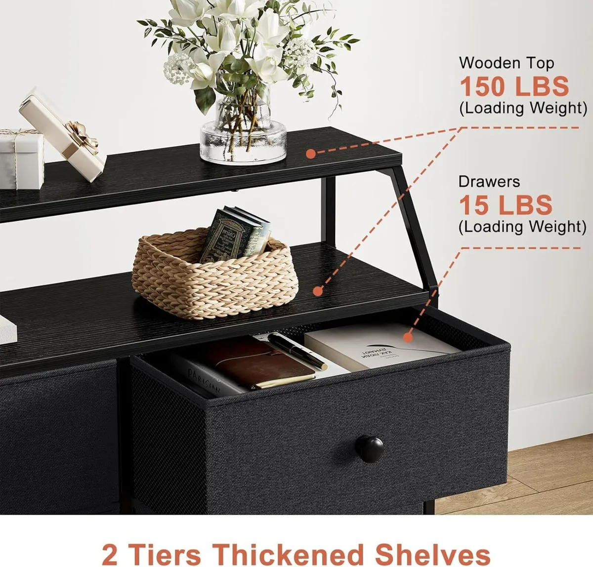 Chest of Drawers with 8 Black Dresser for Bedroom - Image 4