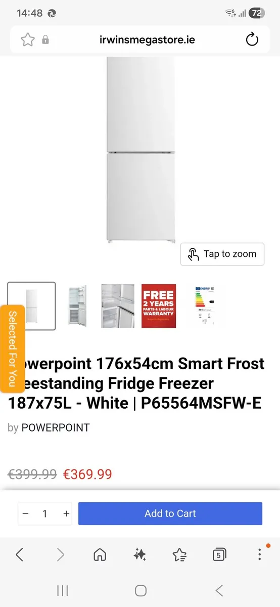 Power point fridge freezer - Image 3