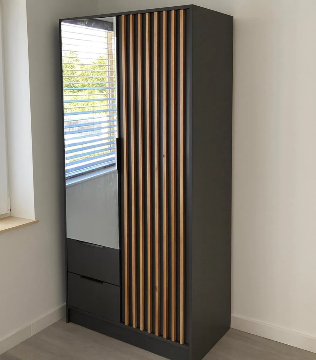 Wardrobe NELLY 2D Gaphite 105cm *FREE DELIVERY - Image 1