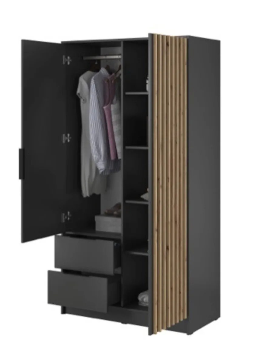 Wardrobe NELLY 2D Gaphite 105cm *FREE DELIVERY - Image 4