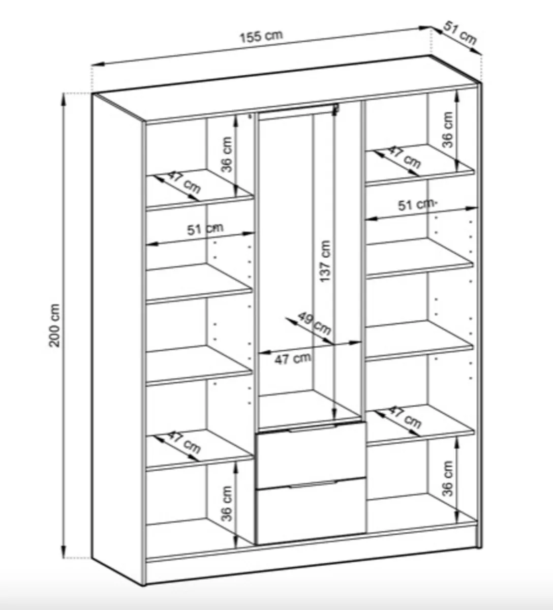 Wardrobe NELLY 3D 155cm *FREE DELIVERY - Image 4