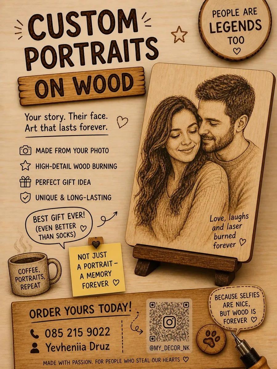 Craft wooden burning portraits - Image 1