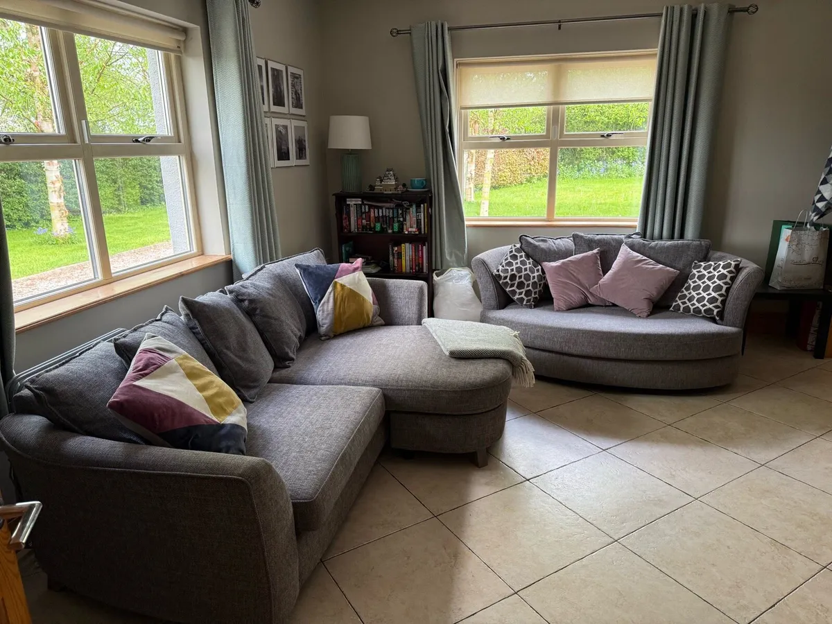 DFS Pillow Back 3 Seater Sofa & Cuddler Chair - Image 1