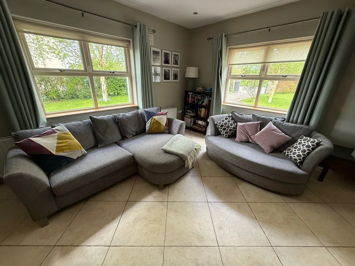 DFS Pillow Back 3 Seater Sofa & Cuddler Chair - Image 2