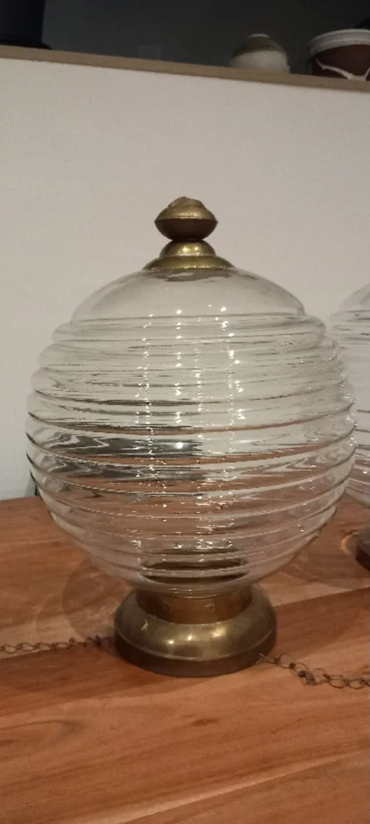 Pair of Hundi Glass Bell Jar Ceiling Pendants - Image 4