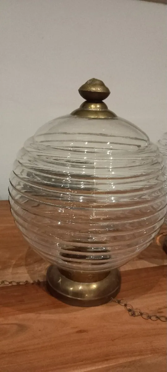 Pair of Hundi Glass Bell Jar Ceiling Pendants - Image 3