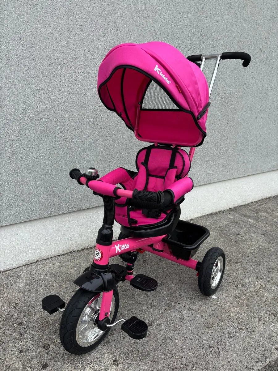 Kiddo 4-in-1 Tricycle with Push Handle – Pink - Image 1