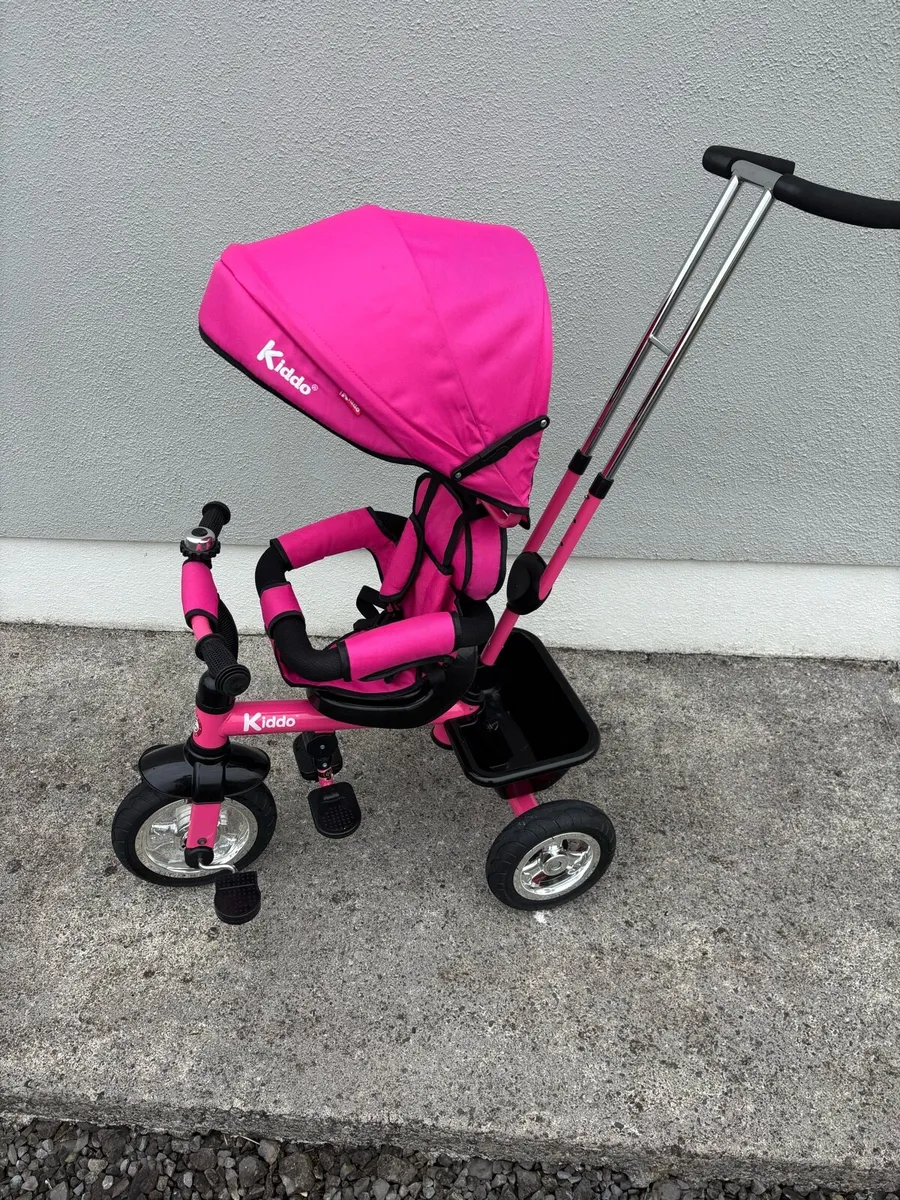 Kiddo 4-in-1 Tricycle with Push Handle – Pink - Image 2