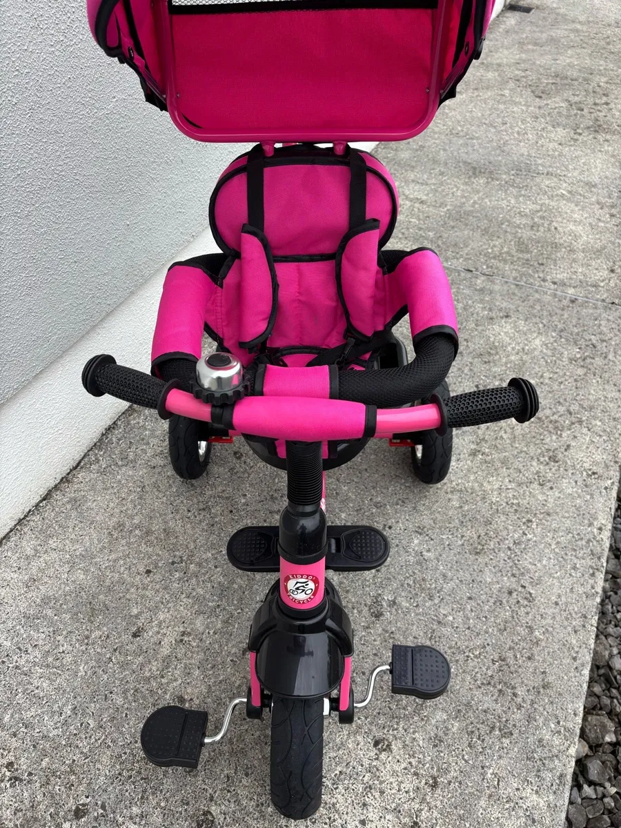 Kiddo 4-in-1 Tricycle with Push Handle – Pink - Image 3