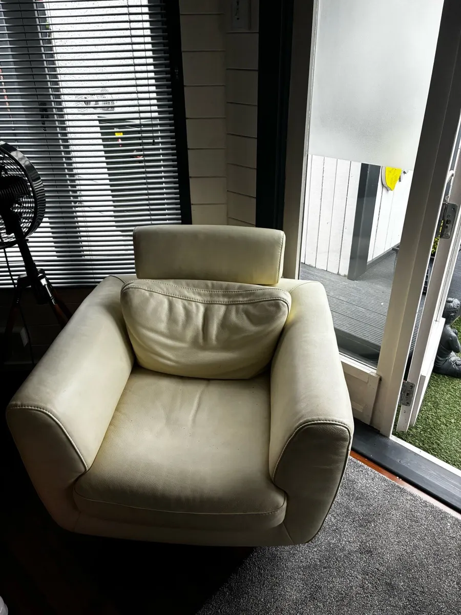 Cream leather swivel chair Free - Image 2