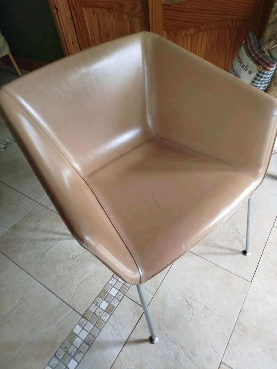 Leather bucket chair for sale. - Image 4