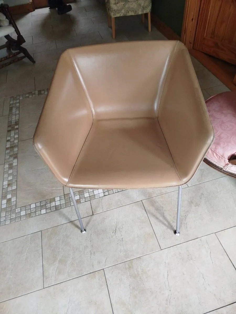 Leather bucket chair for sale. - Image 1