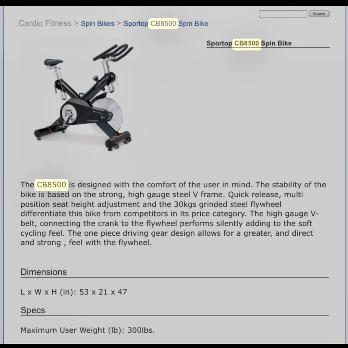 Sportop cb8500 30kg flywheel spin bike - Image 4