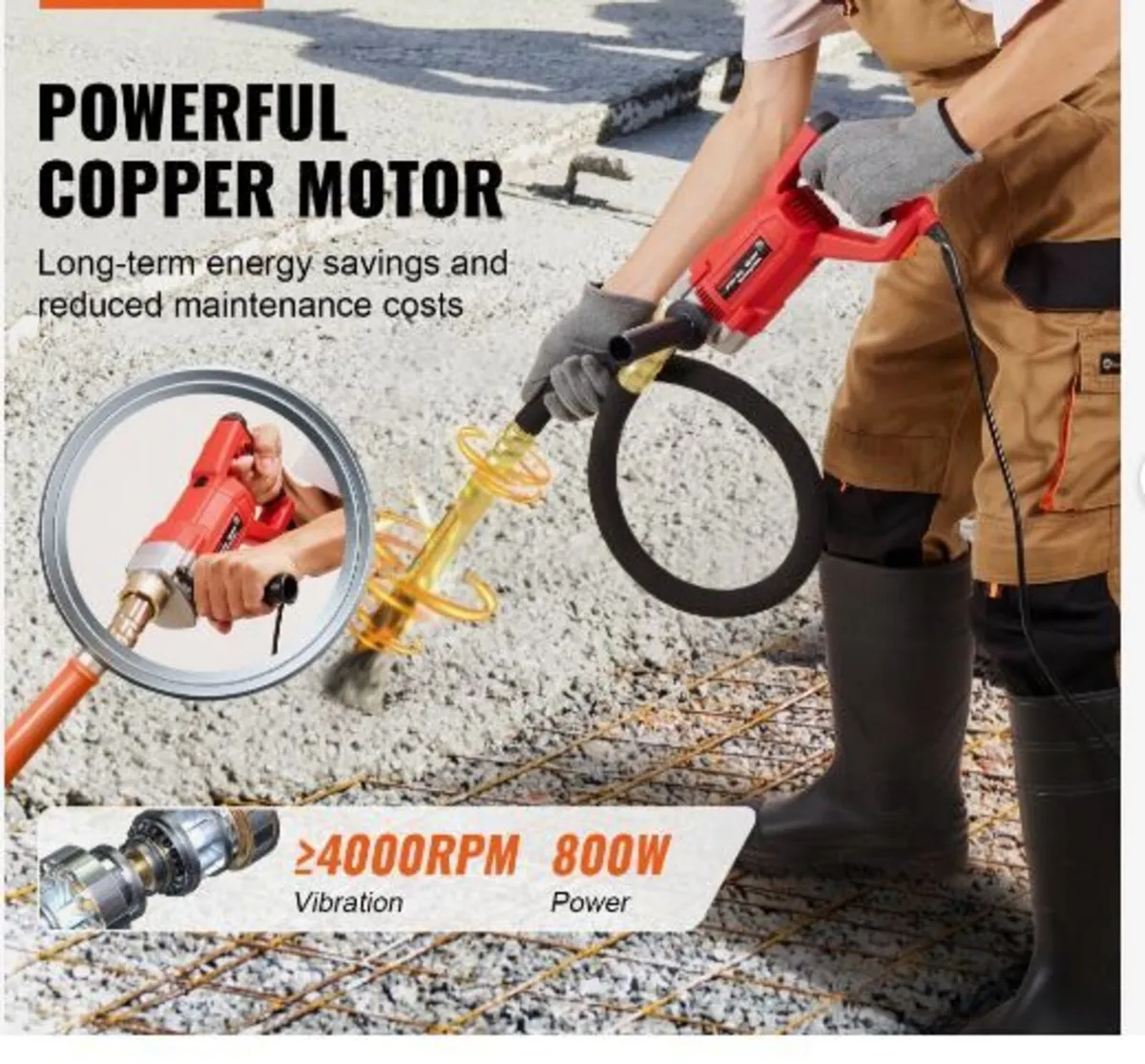 Handheld Concrete Vibrator, 800W - Image 2