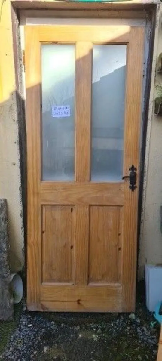Pine Door with Frosted Glass Panels
