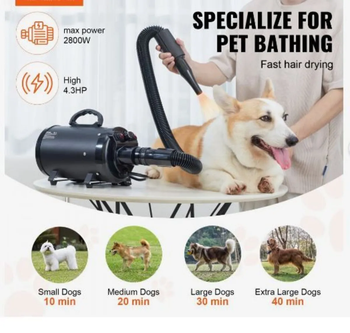Dog Dryer, 2000W/2.7HP Dog Blow Dryer - Image 3