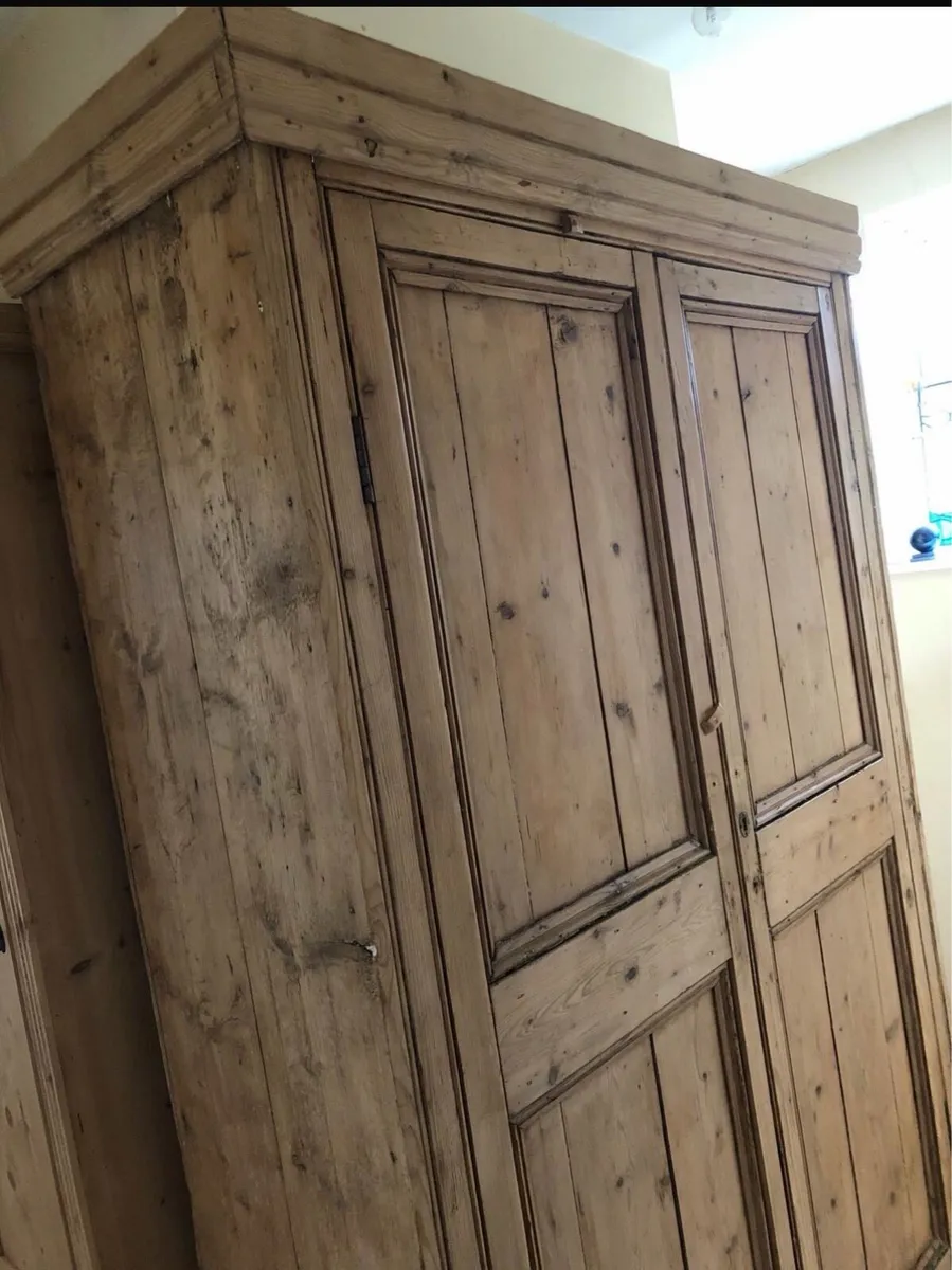 Antique Pine Wardrobe - Image 2