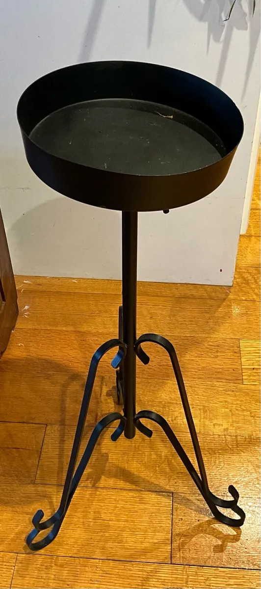 Wrought Iron Pedestal Plant Stand - Image 1
