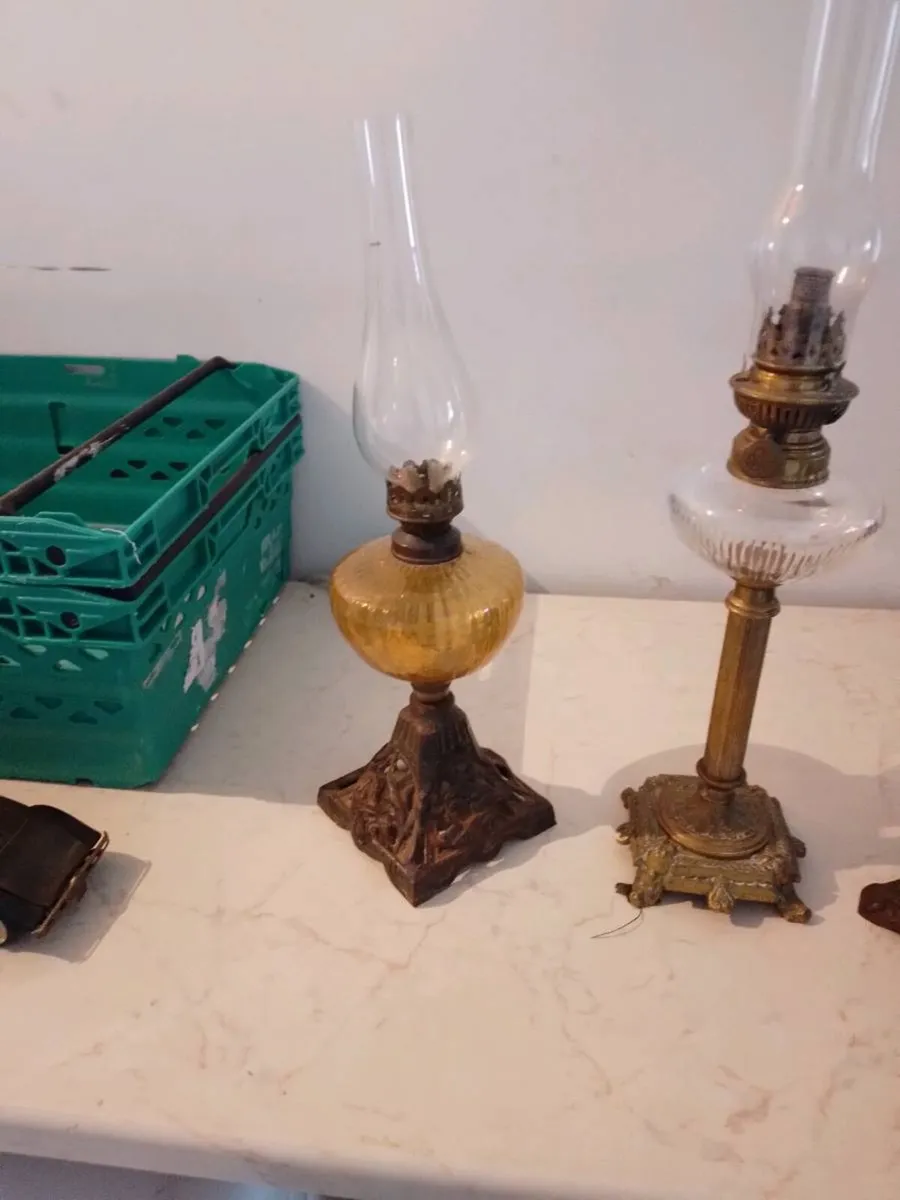 3 old oil lamps - Image 1