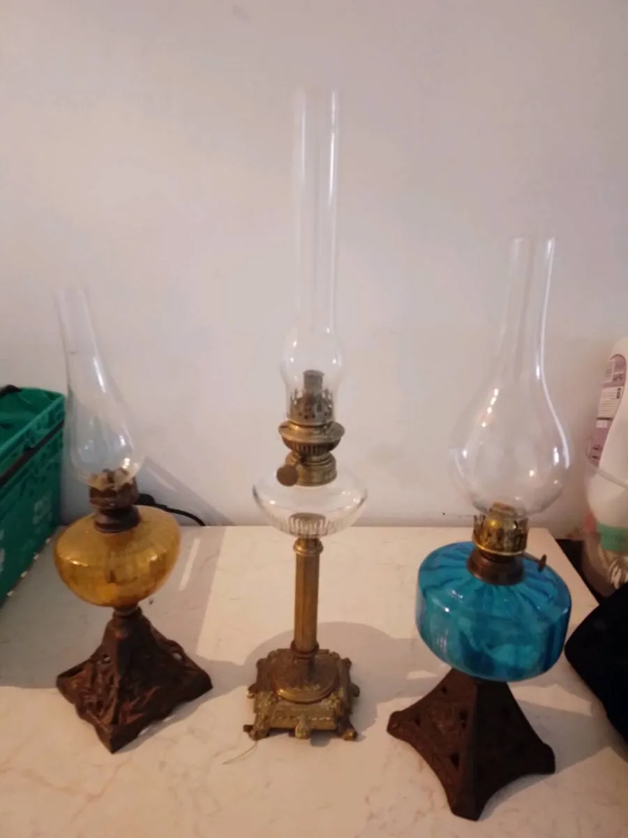 3 old oil lamps - Image 2