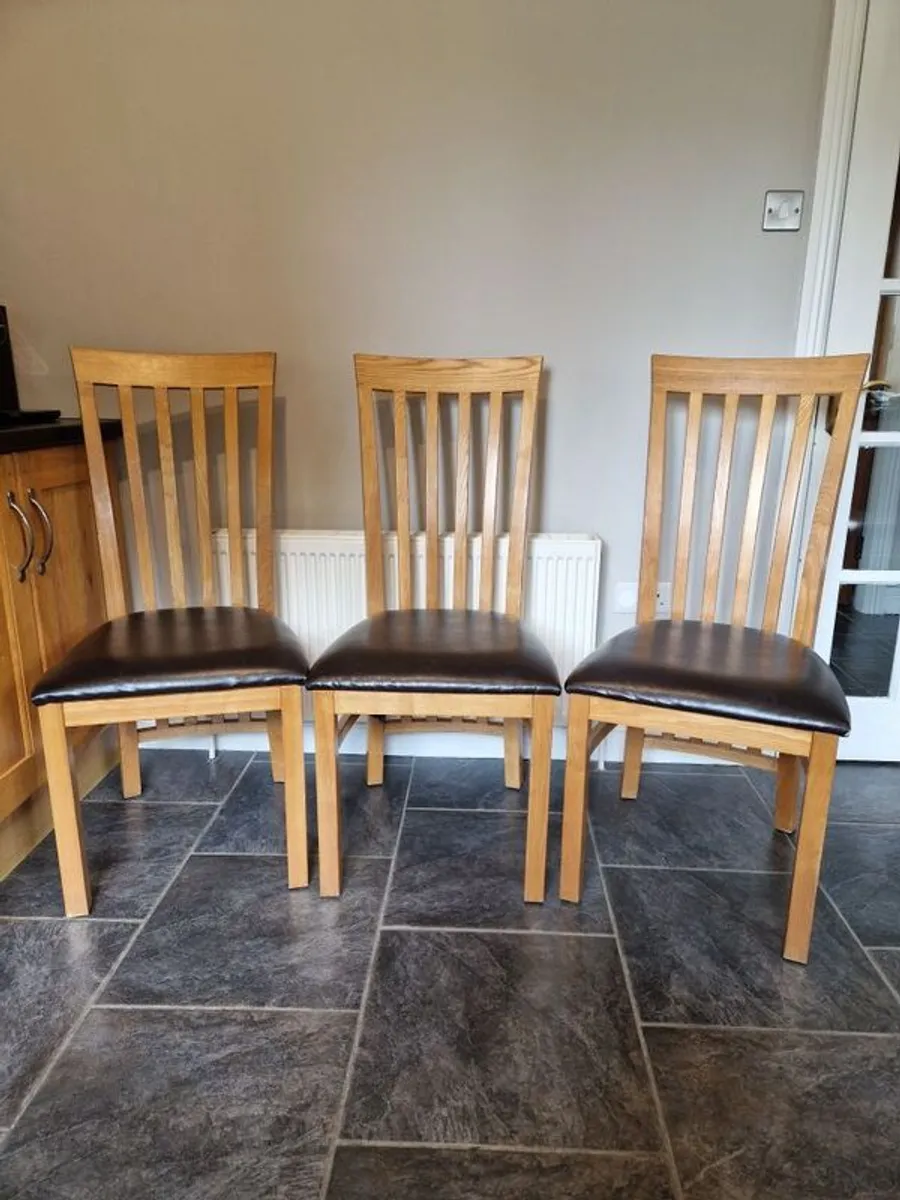 6 Solid Oak Dining Chairs - Image 1