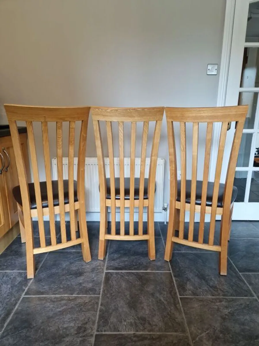 6 Solid Oak Dining Chairs - Image 2