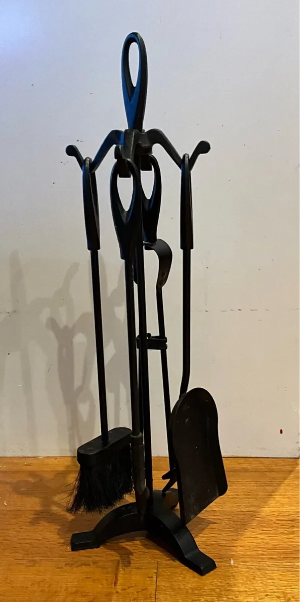Vintage Fireplace Companion Set on Cast Iron Stand - Image 4
