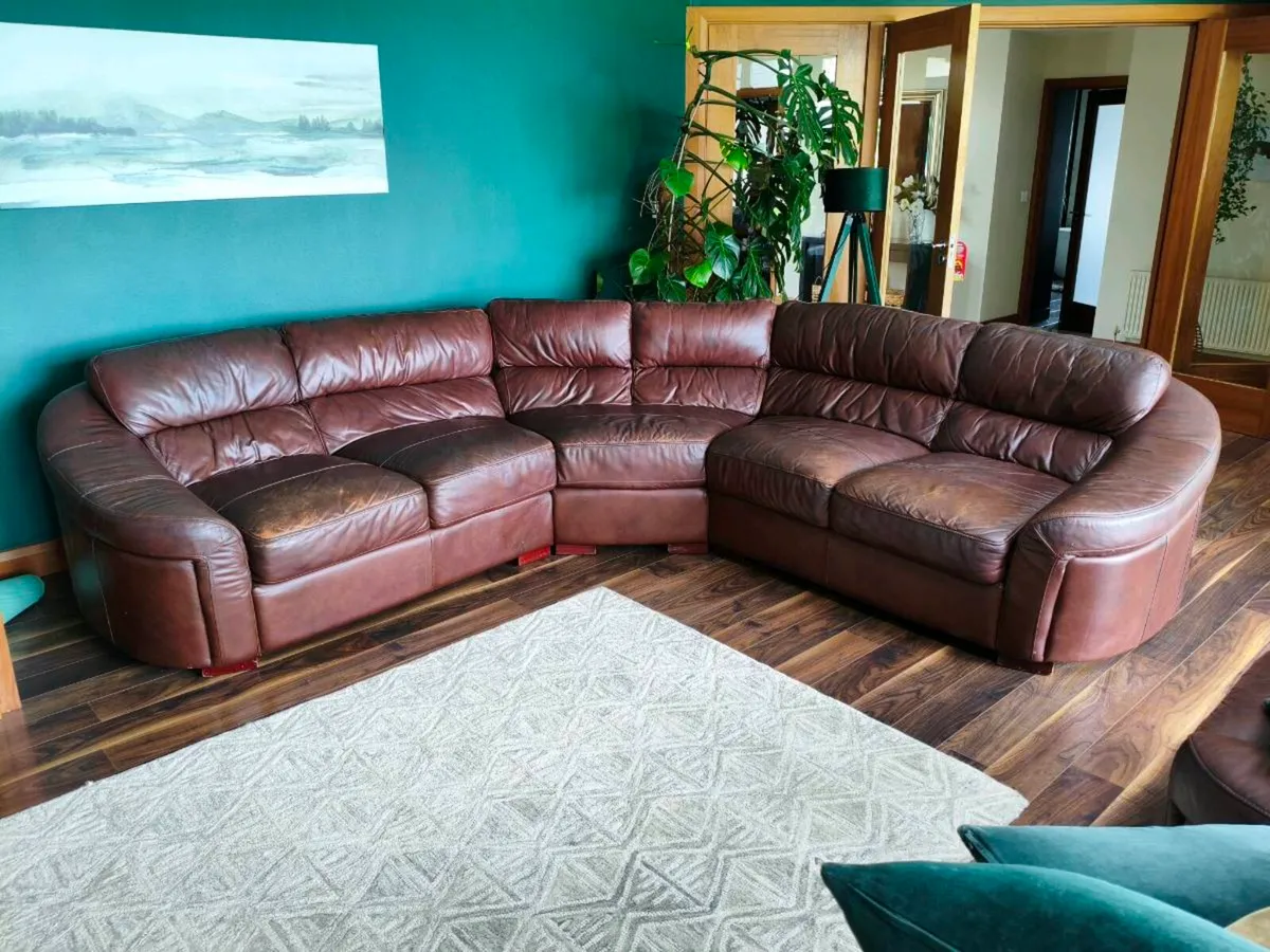 5 Seat Leather Corner Sofa - Image 2