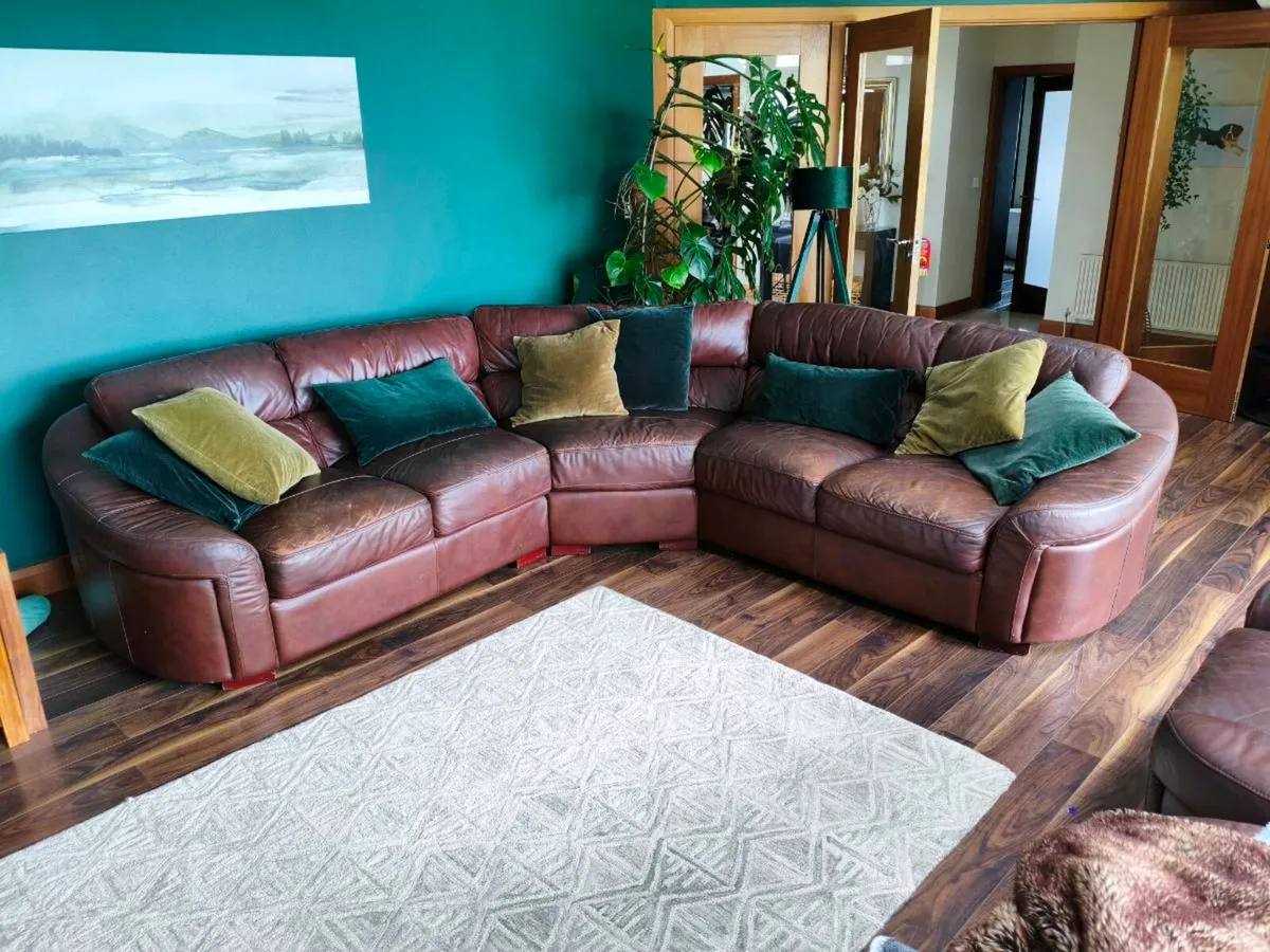 5 Seat Leather Corner Sofa - Image 1