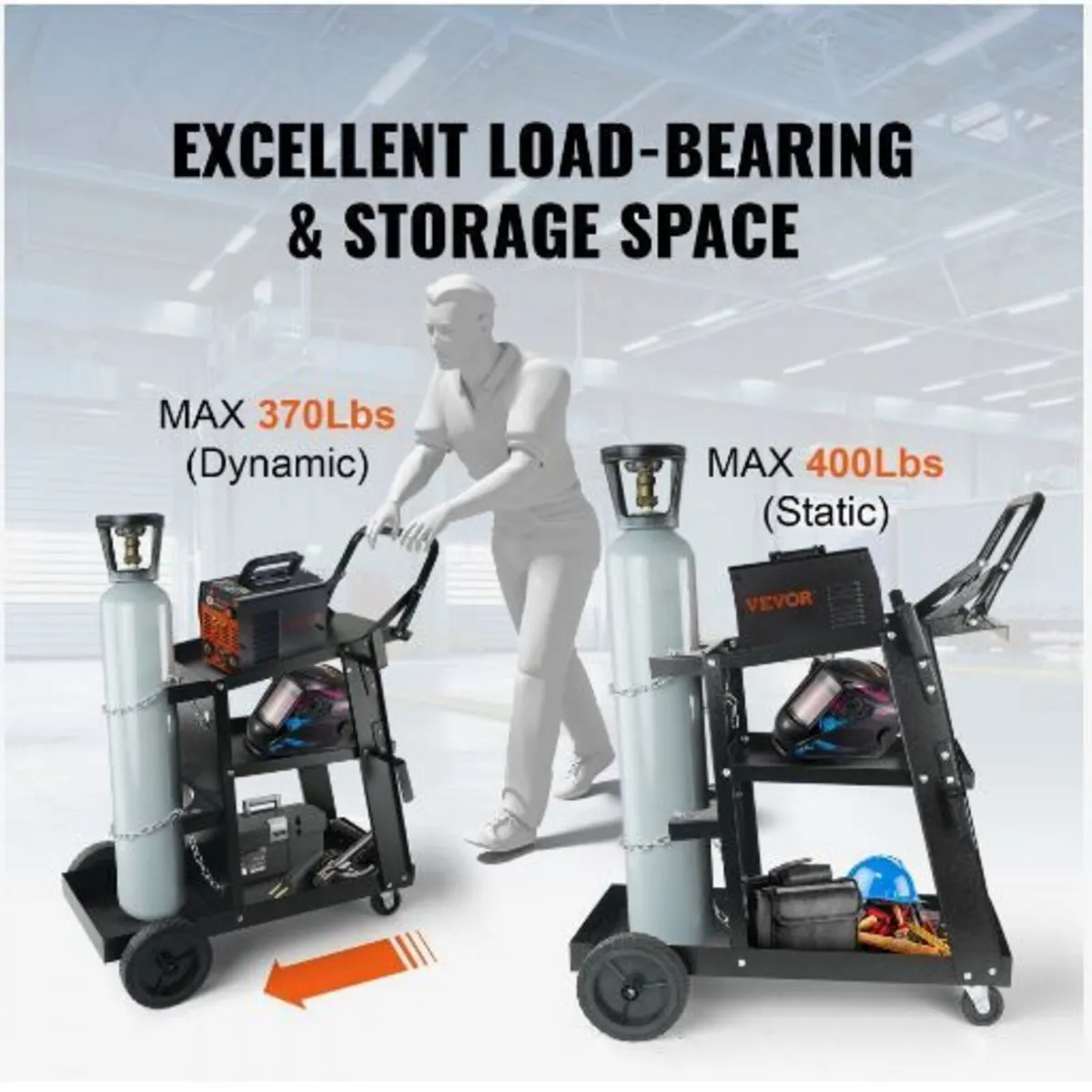 Welding Cart, 3-Tier Heavy Duty Welder Cart - Image 4