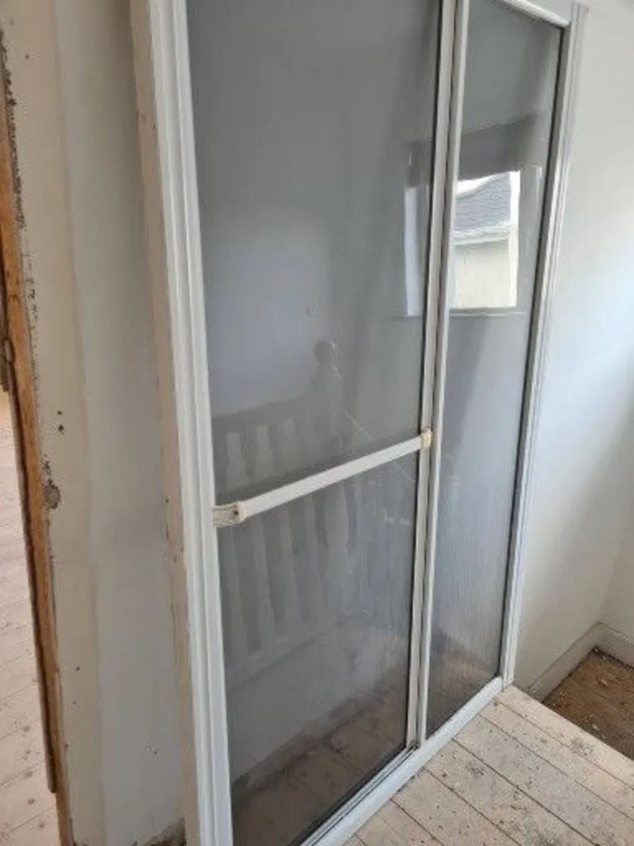 PVC shower unit outward opening door glass panels - Image 1