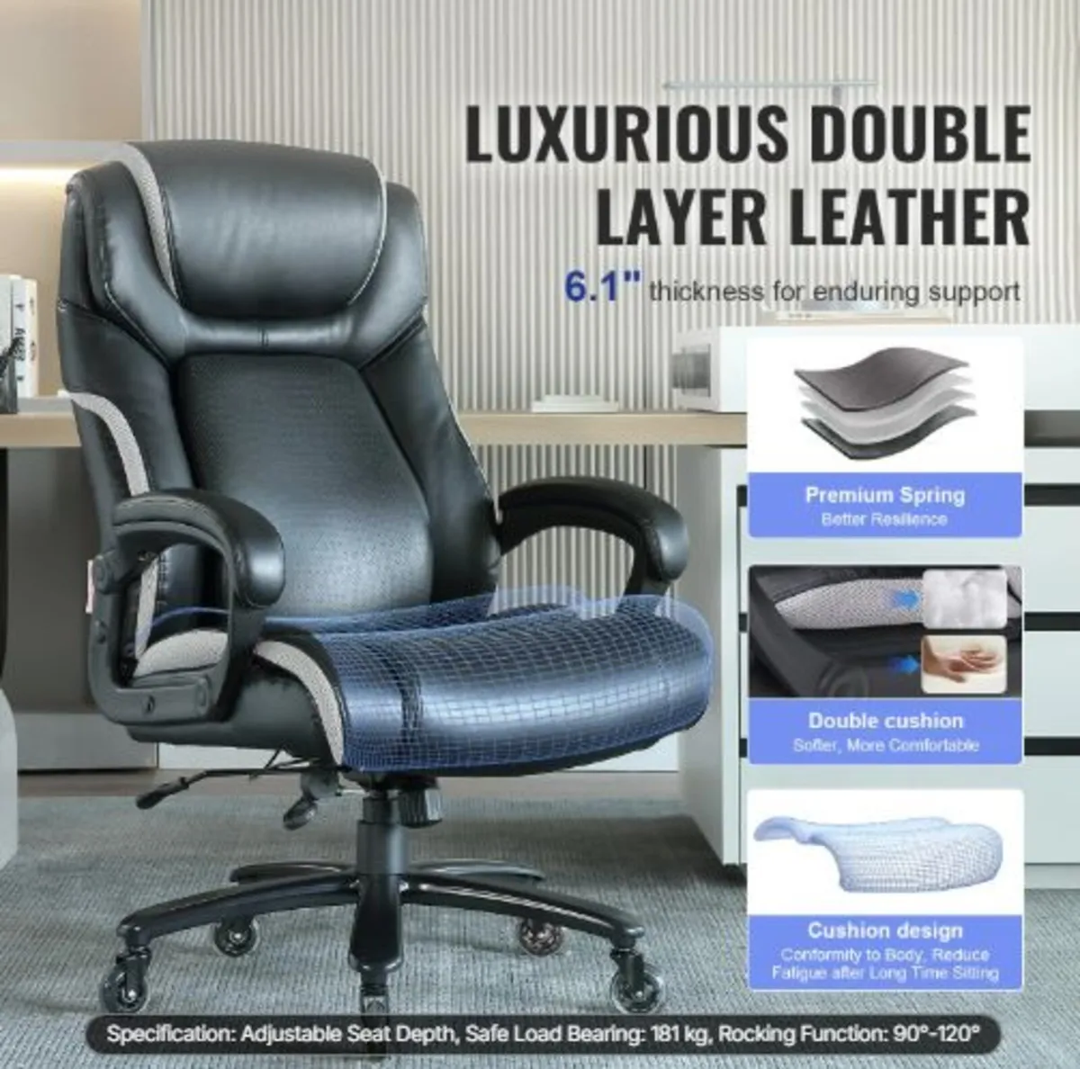 Heavy Duty Executive Office Chair with Cutting - Image 2