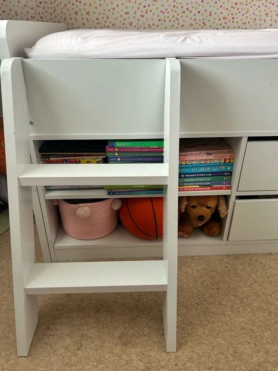 Single Low Sleeper Kids Bed with Storage and Ladder - Image 2