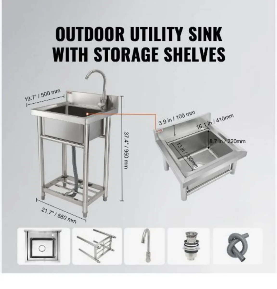 Stainless Steel Utility Sink - Image 3