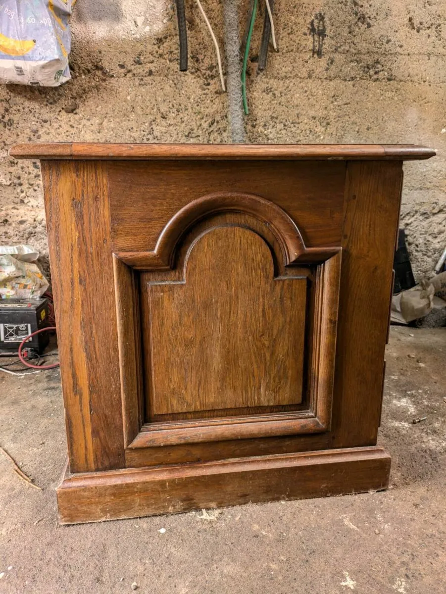 Solid Oak French Antique Pedestal Desk - Image 4