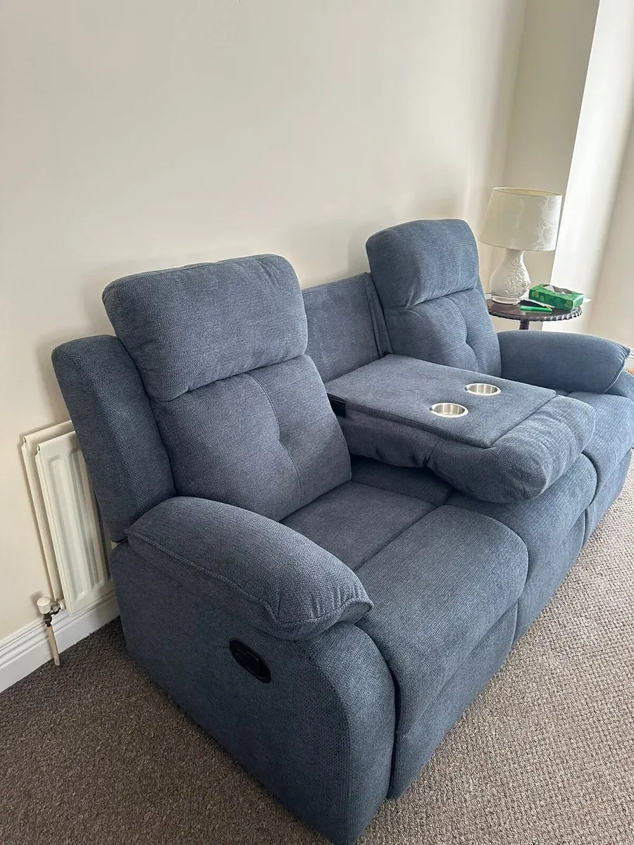 Boston Grey Fabric Manual Recliner Sofa Set - Image 3