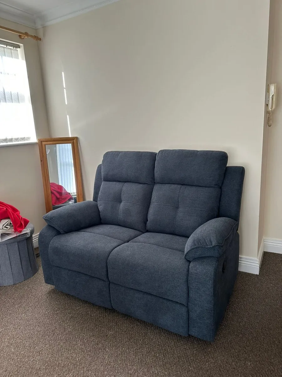 Boston Grey Fabric Manual Recliner Sofa Set - Image 4