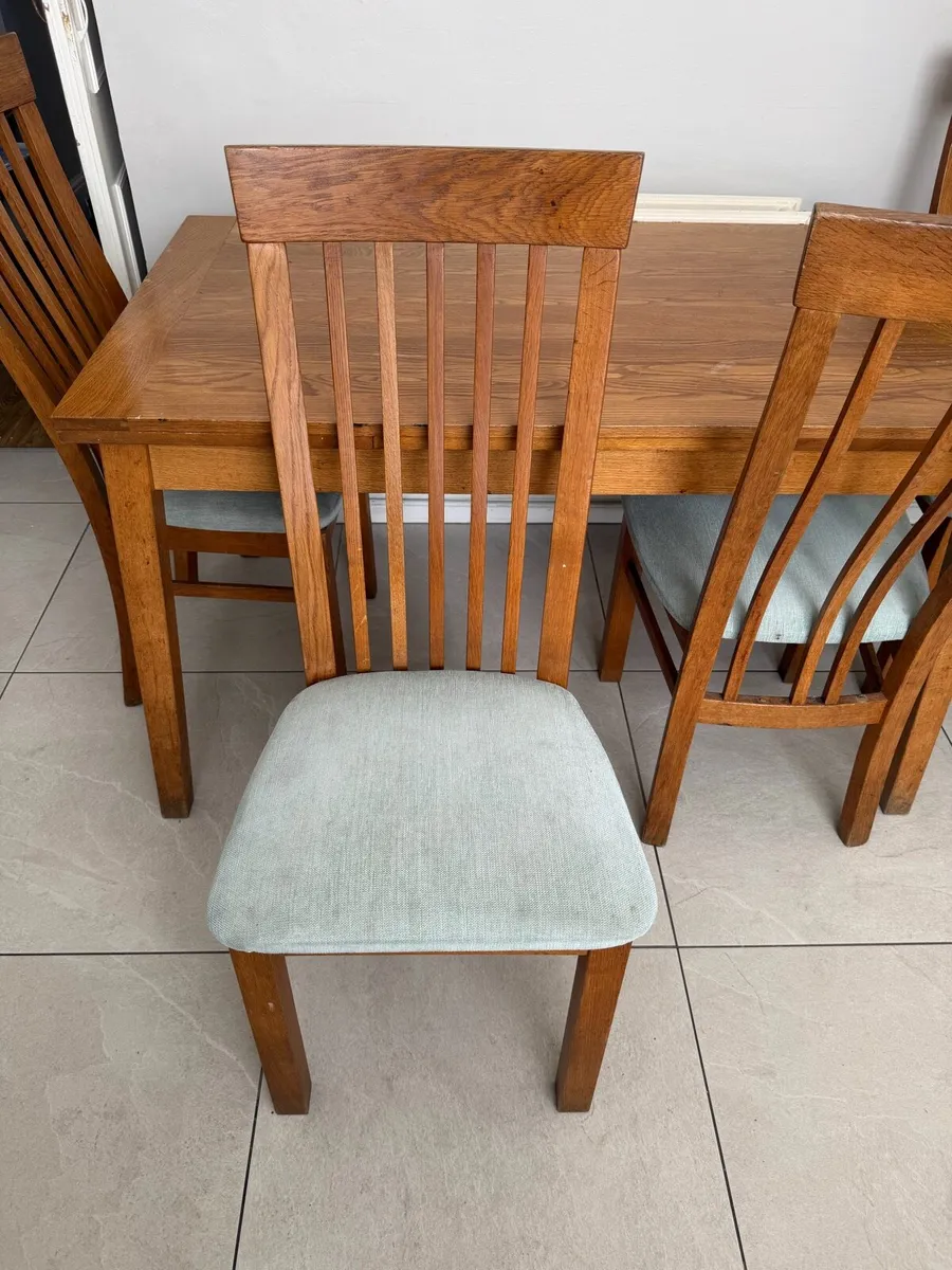 Solid Oak Extendable Dining Table + 4 Chairs - Image 4