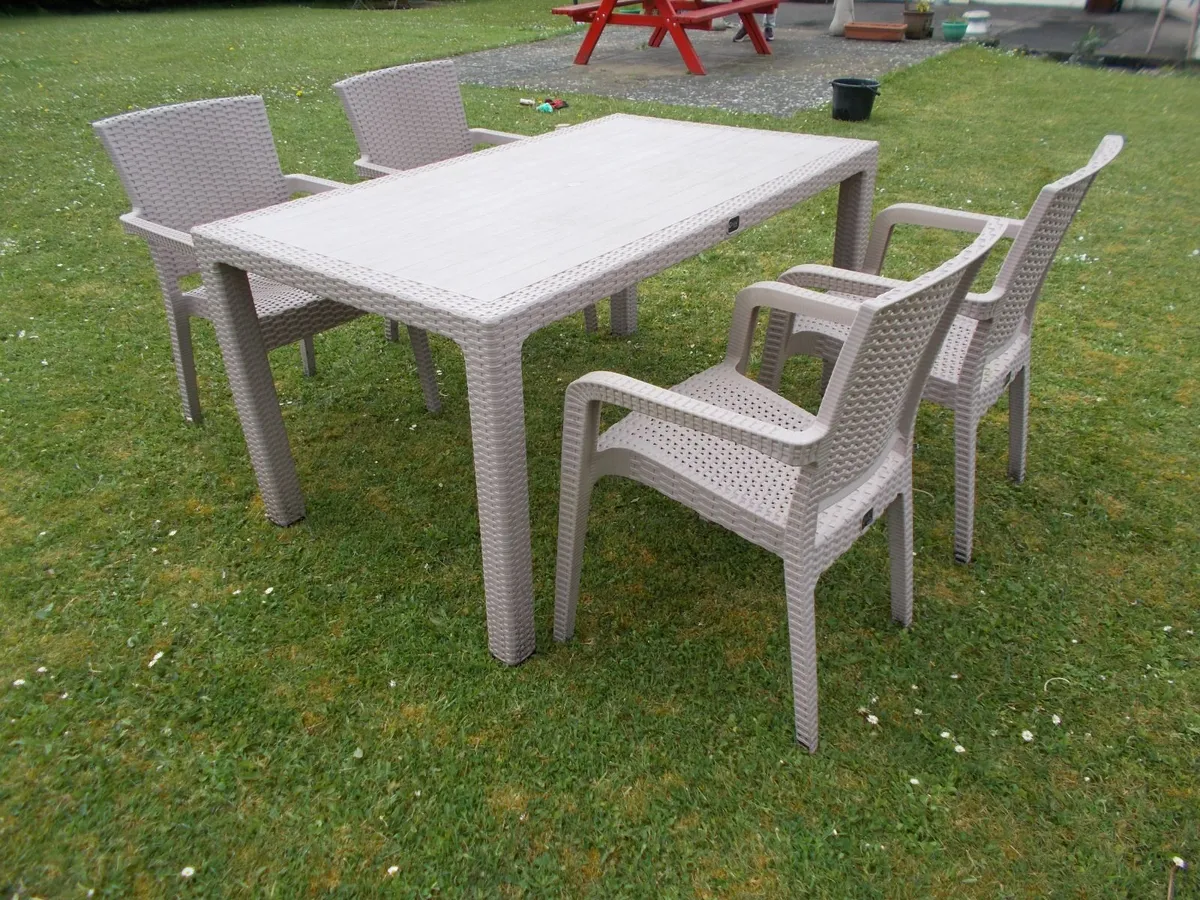 Rattan Garden Table and 4 Chairs - Image 3