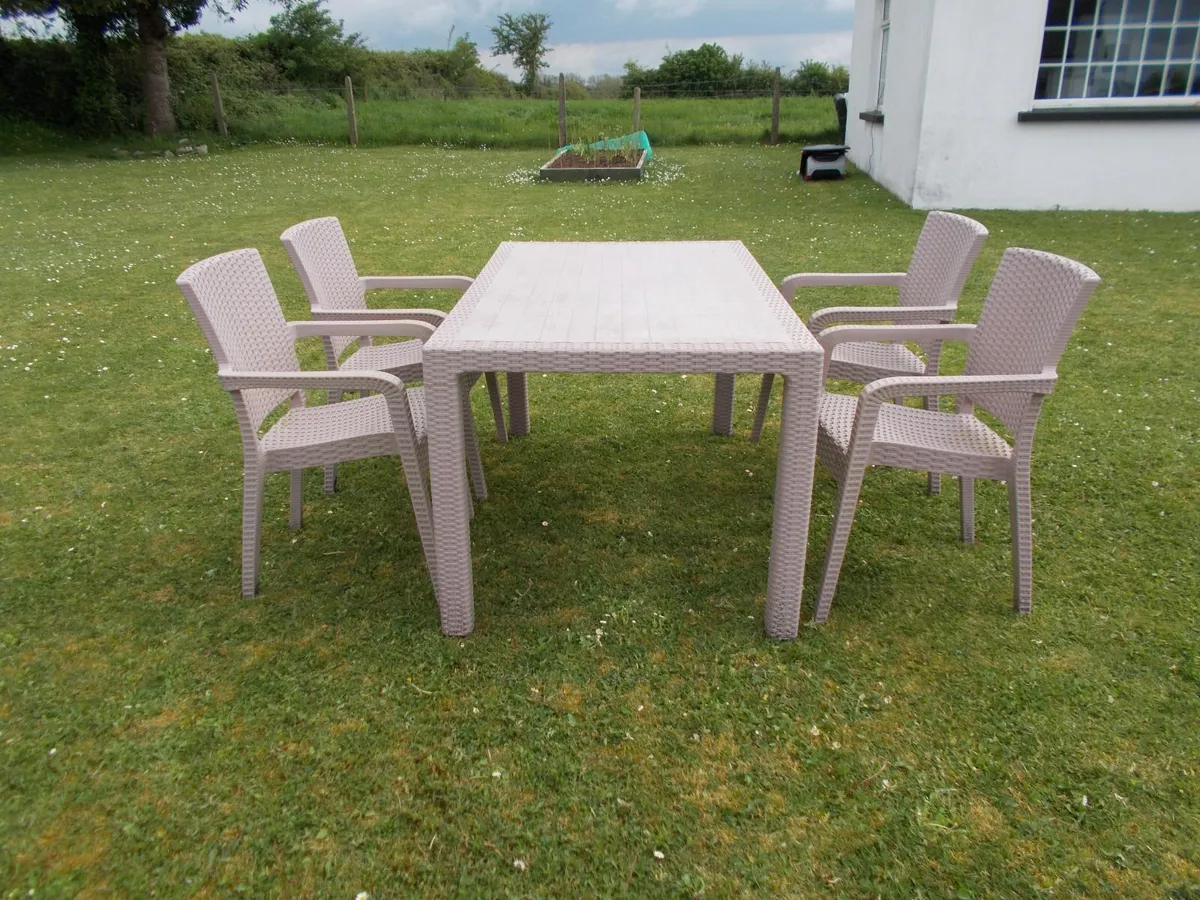 Rattan Garden Table and 4 Chairs - Image 1