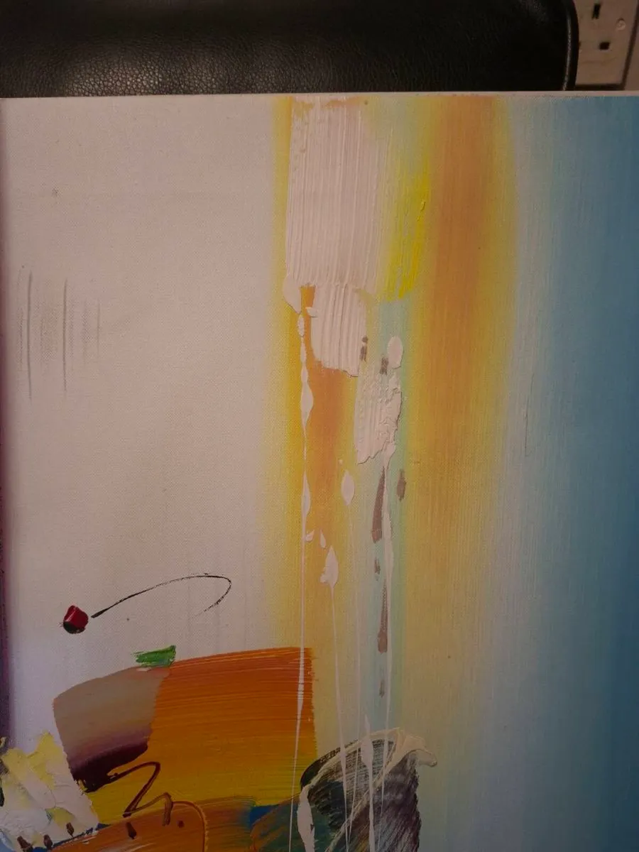 Stunning Vintage Abstract Painting Artist signed - Image 3
