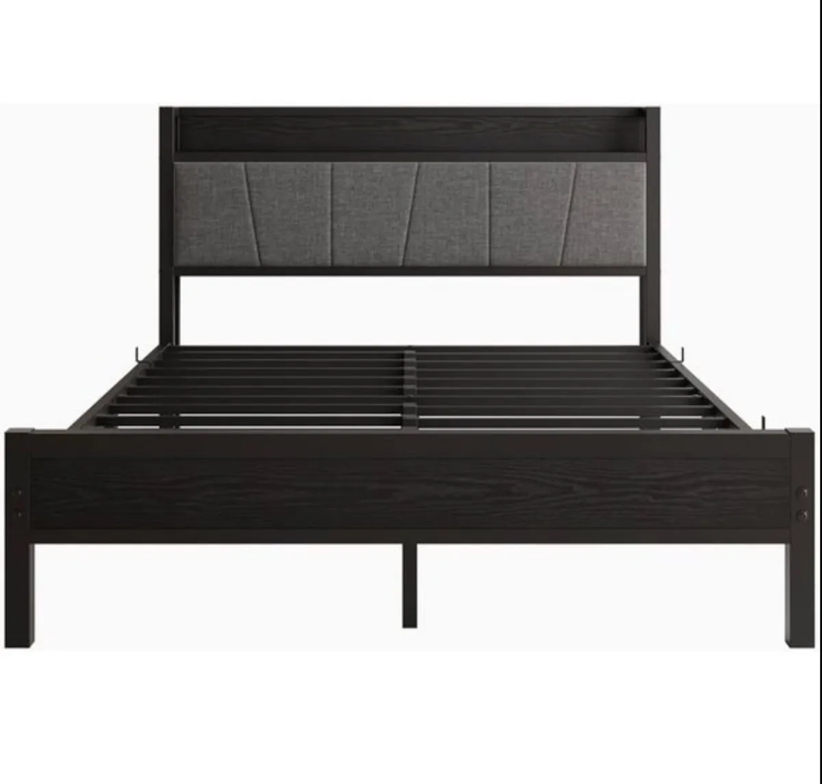 King Size Bed Frame with Storage Wooden Headboard - Image 2