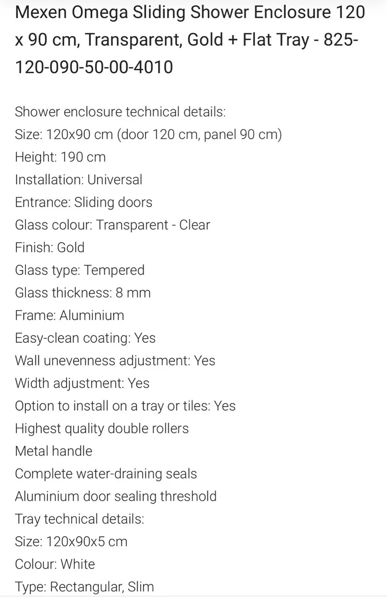 120 X 90 gold gold shower enclosure - Image 2