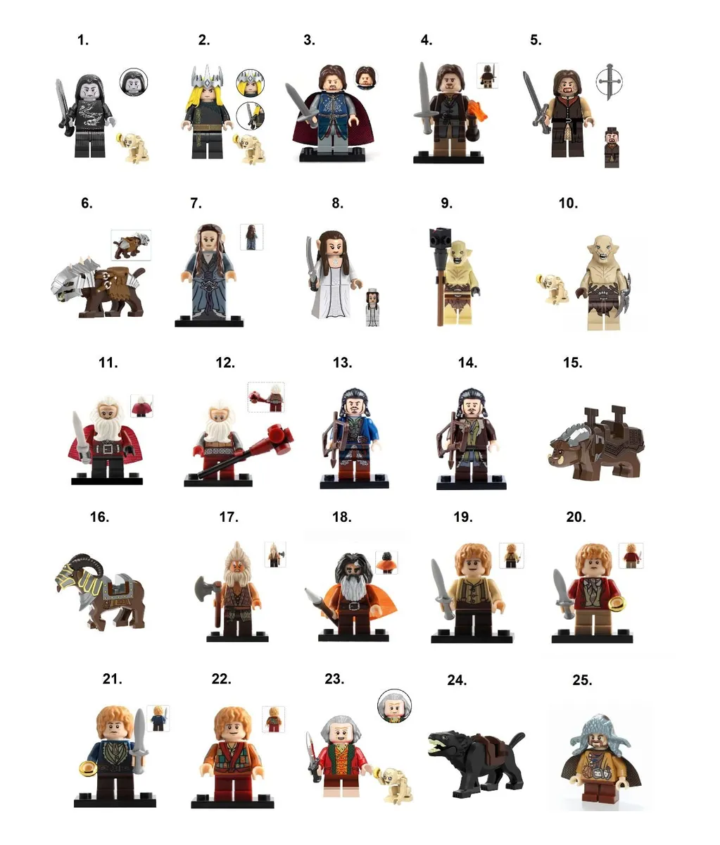 Lord of the Rings Minifigure (A-M) Lego Compatible - Image 1