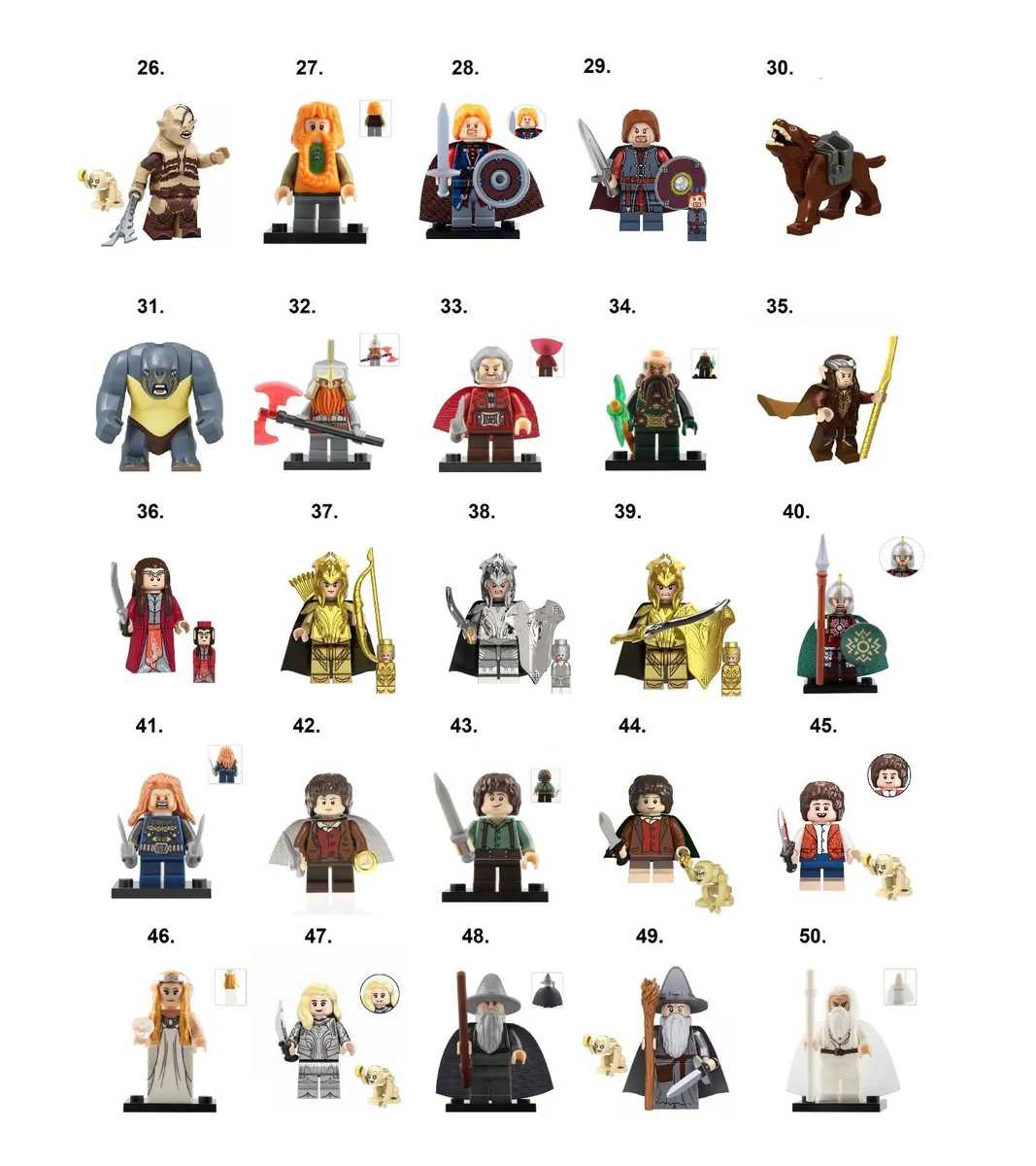Lord of the Rings Minifigure (A-M) Lego Compatible - Image 2