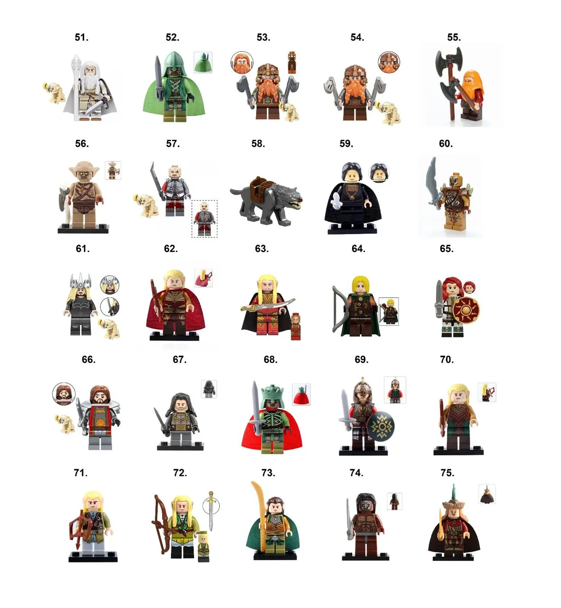 Lord of the Rings Minifigure (A-M) Lego Compatible - Image 3