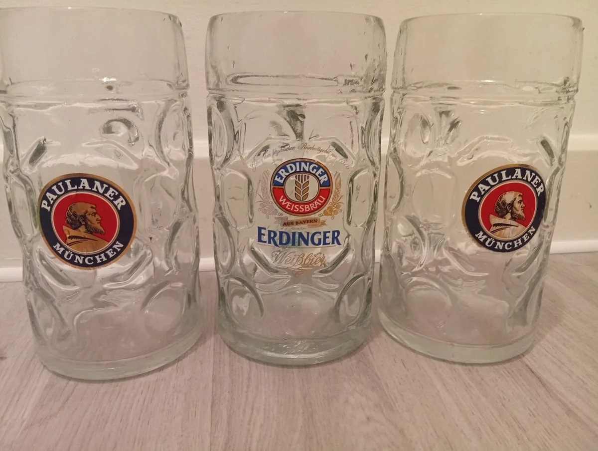 Original Bavarian Erdinger 1litre Beer glasses - Image 1