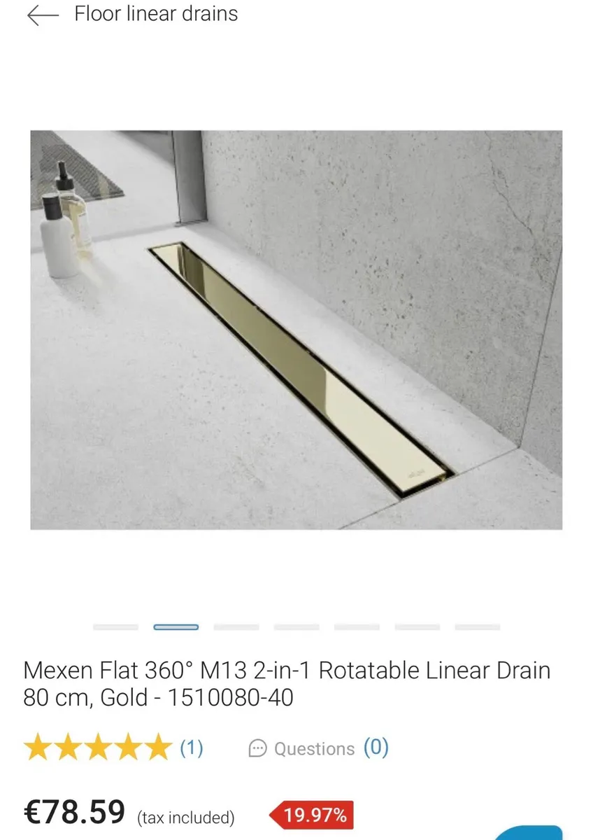 80cm Gold linear drain - Image 2