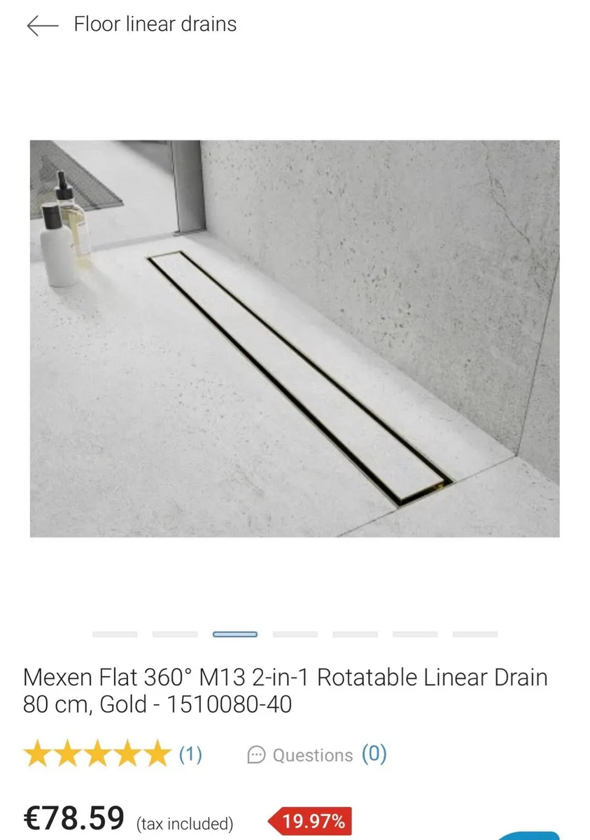 80cm Gold linear drain - Image 3