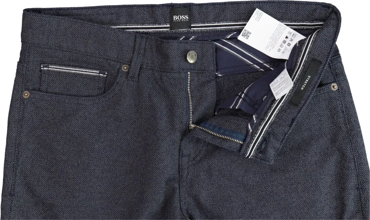 New HUGO BOSS Mens Stretch Pants Blue Marl W38 L32 - Image 3